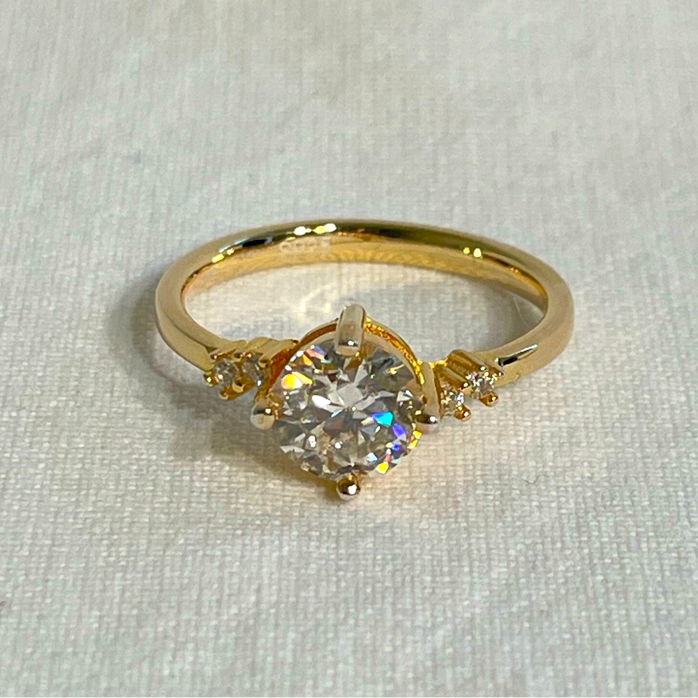 GRA certified 1 ct. Moissanite Ring, gold vermeil